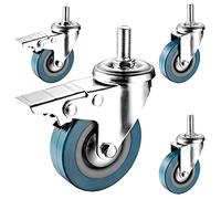 Roulette double pivotante, Roulettes 65 mm 75 M10 M12 Tige Filetée Roues Silencieuses Double Verrouillage Frein(Swivel+brake,75mm(3in) m12)