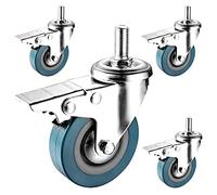 Roulette double pivotante, Roulettes 65 mm 75 M10 M12 Tige Filetée Roues Silencieuses Double Verrouillage Frein(Brake,75mm(3in) m12)