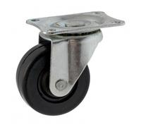 Roulette Drill en caoutchouc noir sur platine pivotante-diamètre 75mm GUITEL