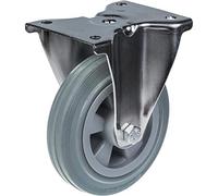 Roulette en acier inoxydable 160 mm 6 po en caoutchouc gris, fixe, 135 kg