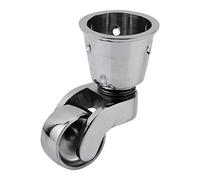 Roulette en laiton massif avec roue de 28 mm (monobloc) - Véritable laiton massif - Effet chromé (couleur argentée) - Fixation en forme de tasse - Entreprise britannique
