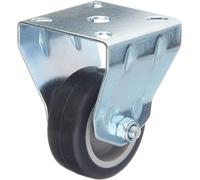 Roulette fixe Ø 50 mm ¿ Plaque 55 x 55 mm ¿ Roue en caoutchouc ¿ Surface de roulement souple ¿ Roulement coulissant ¿ Charge maximale 35 kg/Roulette de transport/Roulette pour