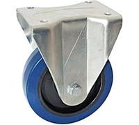 Roulette fixe à platine rectangulaire AVL - Roue caoutchouc bleu Ø 200 - Charge 400 kg - 527726 G