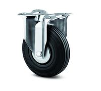 Roulette fixe sur platine - charge 135kg roue caoutchouc - diamètre 160 mm TENTE