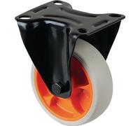 Roulette fixe D.100mm Trgf.110kg Roulette fixe Plaque en caoutchouc L104xL80mm Couleur Rl.gris clair L810.B44.101.02