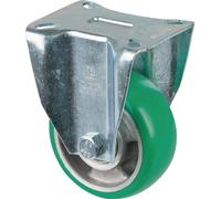 Roulette fixe D.100mm Trgf.200kg Roulette fixePolyuréthanePlaque L105xL85mm Couleur Rl.vert L410.B92.100