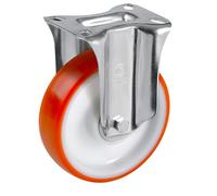 Roulette fixe diamètre 100 mm roue polyuréthane rouge roulement à billes - 200 Kg