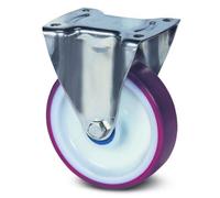 Roulette fixe inox - bandage rouge - platine - ø de roue 125 mm - Alpha TENTE
