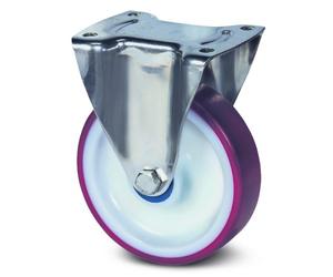 Roulette fixe inox - bandage rouge - platine - ø de roue 200 mm - Alpha TENTE