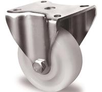 Roulette fixe pour charges lourdes Roue Ø 100 mm Charge admissible 500 kg Plaque plastique L100xl88 mm Couleur Rouleau blanc