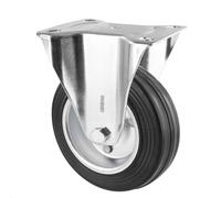 Roulette fixe souple WAGNER - Ø 100 mm, acier jante galvanisée, bandage caoutchouc, plaque à visser, charge max. 70 kg - 04810401