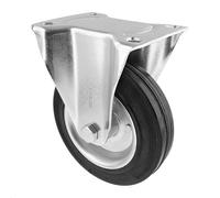 Roulette fixe souple WAGNER - Ø 125 mm, acier Jante galvanisée, bandage caoutchouc, plaque à visser, charge max. 100 kg - 04812401