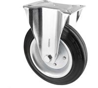 Roulette fixe souple WAGNER - Ø 200 mm, acier jante galvanisée, bandage caoutchouc, plaque à visser, charge max. 210 kg - 04820001
