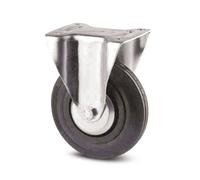 Roulette fixe sur platine - charge 100kg roue caoutchouc - diamètre 125 mm TENTE