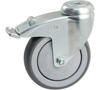 Roulette grise platine ronde 125mm pivotante avec frein - - 550893O