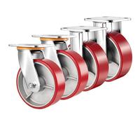 Roulette Industrielle Charges Lourdes De 4 Pièces, 100 125 150 200 Mm Roulettes Polyuréthane De Transport Roues, Capacité De Charge 300KG Par Roulettes, Pour Plates-Formes De Transport (Color : Fixed