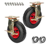 Roulette Industrielle Fixe Robuste, Roulette Pneumatique, Remplie D'air, Absorption Des Chocs, Applications Commerciales/industrielles, Roues De Chariot For Voitures-restaurants(BRAKES,200mm/8in)