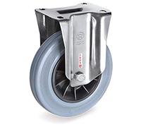 Roulette INOX fixe diamètre 100 mm roue caoutchouc gris - 70 Kg