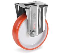 Roulette INOX fixe diamètre 80 mm roue polyuréthane rouge - 120 Kg