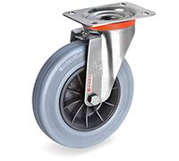 Roulette INOX pivotante diamètre 50 mm roue caoutchouc gris - 50 Kg