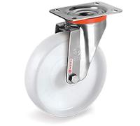 Roulette INOX pivotante diamètre 80 mm roue polyamide blanc - 150 Kg