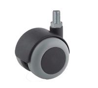 Roulette JUMELÉE pivotante Ø 50 mm CAOUTCHOUC GRIS à tige filetée M10x15