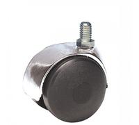 Roulette JUMELÉE pivotante Ø 50 mm CHROMÉE à tige filetée M6x12
