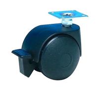 Roulette JUMELÉE pivotante à frein Ø 40 mm NOIR à platine 38x38