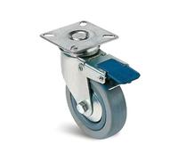 Roulette Novoplex caoutchouc gris à platine pivotante + frein - GUITEL HERVIEU - 66827