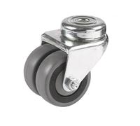 Roulette OEIL JUMELÉE pivotante diamètre 50 mm caoutchouc GRIS - 60 Kg