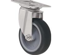 Roulette pivotante Ø roue 50 mm grise charge admissible 50 kg avec plaque à visser Thermoplastique. Élastomère 95° Shore A