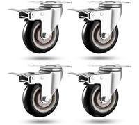 Himimi Lot de 4 Roulettes Pivotantes de 75mm, Roulettes avec Frein d'une Capacité de Charge de 400 kg, Roulettes de Transport à 360°, Roulettes pour Meubles Adaptées à Tous Types de Sols