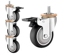 Roulette Pivotante 63 75 100 125 Mm Lot De 4, Avec Frein M10 M12 Roulette À Tige Filetée, Rotation De 360 ° Silencieux Et Sans Rayures Roulette De Meubles De Chariot En Caoutchouc TPR (Color : Swivel