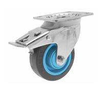 Roulette pivotante - à blocage - sur platine - Résilex® - charges moyennes - diamètre 125 mm - Gemroll GUITEL