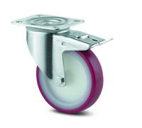 Roulette pivotante à blocage total - polyuréthane rouge - ø 80 mm - Alpha TENTE