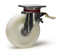 Roulette pivotante à frein diamètre 200 mm roue polyamide 6 blanc renforcée - 1000 Kg