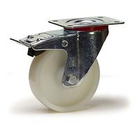 Roulette pivotante à frein diamètre 200 mm roue polyamide blanc - 350 Kg