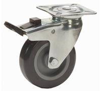 Roulette pivotante à frein diamètre 75 mm Caoutchouc Thermoplastique GRIS - 60 Kg