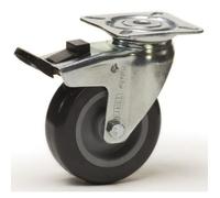 Roulette pivotante à frein - ROUES-ET-ROULETTES.COM - Ø50 - Caoutchouc gris - Monture en tôle d'acier