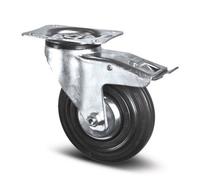 Roulette pivotante à frein sur platine - charge 70kg roue caoutchouc - diamètre 80 mm TENTE