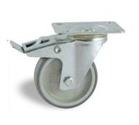 Roulette pivotante à frein sur platine synthe 200 mm- charge 200 kg - Alésage lisse AVL