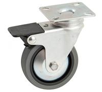 Roulette pivotante à platine carrée + frein AVL - Roue caoutchouc Ø 50 - Charge 30 kg - 518879AS