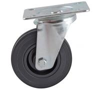 Roulette pivotante à platine rectangulaire AVL - Roue caoutchouc noir Ø 100 - Charge 80 kg - 508832O