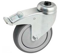 Roulette pivotante à platine ronde + frein AVL - Roue caoutchouc Ø 125 - Charge 100 kg - 550893O Noir G