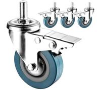 Roulette Pivotante À Tige Filetée M10/M12 X 30mm, Roulette Silencieuse À Double Verrouillage For Meubles Et Outils De Bricolage, Roue De Transport À Capacité(Brake,65mm(2.5in) m12)