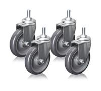 Roulette Pivotante À Tige Filetée M12 Lot De 4, 63 75 100mm Roues Silencieuses En Polyuréthane, Roulettes De Transport Industriel Avec Frein, Pour Chariot À Main, Tables De Travail, Meuble(Swivel,100m