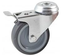 Roulette pivotante à trou central à frein AVL - roue caoutchouc Ø 50 mm - alésage lisse - charge 50 kg - 552950L Noir G