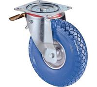 Roulette pivotante avec frein D.200mm Trgf.75kg avec plaque Roulement en caoutchouc noir BS ROLLEN
