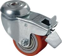 Roulette pivotante avec frein D.50mm Trgf.120kg 11mm compactePolyuréthaneBS ROULEAUX