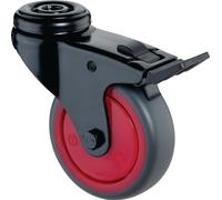 Roulette pivotante avec frein D.75mm Trgf.60kg m.Festst.Gum.grise BS ROLLEN A821.A85.075.03